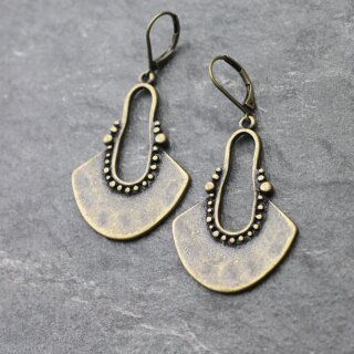 Bronze dangling Long earrings, bohemian earrings, tribal ethnic earrings