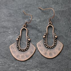 Antique Copper dangling Long earrings, bohemian earrings, tribal ethnic earrings