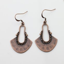 Antique Copper dangling Long earrings, bohemian earrings, tribal ethnic earrings