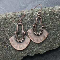 Antique Copper dangling Long earrings, bohemian earrings, tribal ethnic earrings