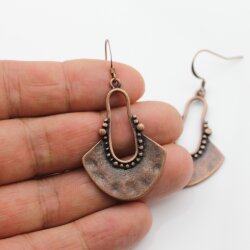 Antique Copper dangling Long earrings, bohemian earrings, tribal ethnic earrings