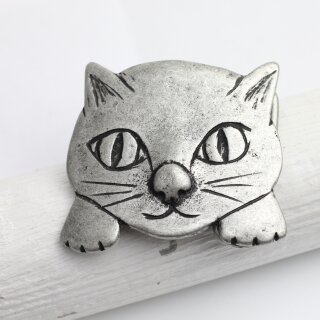 Grtelschnalle Ktzchen, Katzenkopf Grtelschliee Rustikales Silber