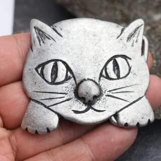 Grtelschnalle Ktzchen, Katzenkopf Grtelschliee Rustikales Silber