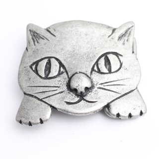 Grtelschnalle Ktzchen, Katzenkopf Grtelschliee Rustikales Silber