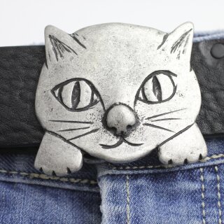 Grtelschnalle Ktzchen, Katzenkopf Grtelschliee Rustikales Silber