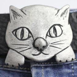 Rustic Silver Kitty Belt Buckle, Cat belt buckle, Animal...