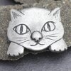 Rustic Silver Kitty Belt Buckle, Cat belt buckle, Animal belt buckle