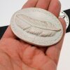 Antique Silver Belt buckle Feather on oval