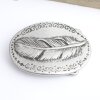 Rustic Antique Silver Belt buckle Feather on oval