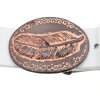 Rustic Copper Belt buckle Feather on oval