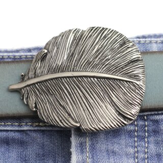 Rustic Silver Feather Belt buckle