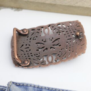 Blumen Ornament Grtelschnalle, Wechselschnalle Buckle, altkupfer
