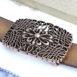 Blumen Ornament Grtelschnalle, Wechselschnalle Buckle, altkupfer