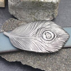 Dark Silver Belt Buckle peacock feather