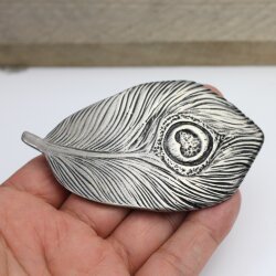 Dark Silver Belt Buckle peacock feather