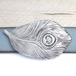 Dark Silver Belt Buckle peacock feather