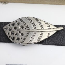 Blatt Gürtelschnalle, Feather Wechselschnalle Buckle dunkel Silber