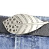 Dark Silver Feather Belt Buckle, Leaf Belt Buckle