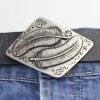 Dark Silver Feather Belt buckle double Feather on Rhomb