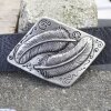 Dark Silver Feather Belt buckle double Feather on Rhomb