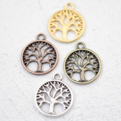 10 Tree of Life Pendants, Matte Gold