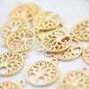 10 Tree of Life Pendants, Matte Gold