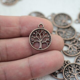 10 Antique Copper Tree of Life Pendants