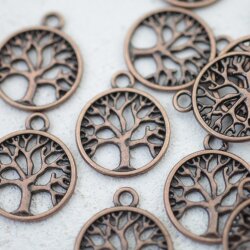 10 Antique Copper Tree of Life Pendants