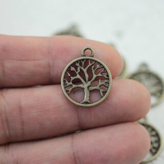 10 Antique BrassTree of Life Pendants