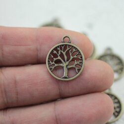 10 Antique BrassTree of Life Pendants