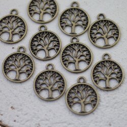 10 Antique BrassTree of Life Pendants