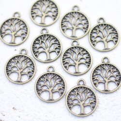 10 Antique BrassTree of Life Pendants