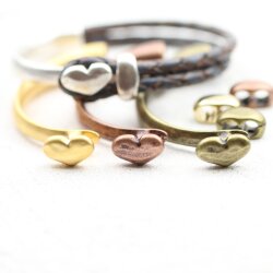 1 Set Half Cuff Bracelet Findings, Heart Bracelet Clasp, Rhodium