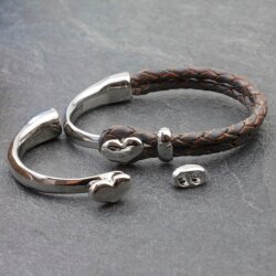 1 Set Half Cuff Bracelet Findings, Heart Bracelet Clasp, Rhodium