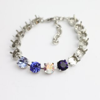 ss39 8 mm Armband Fassung für Swarovski und Preciosa Chatons oder Rivoli Kristalle, Rhodium