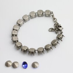 ss39 8 mm Armband Fassung für Swarovski und Preciosa Chatons oder Rivoli Kristalle, Altsilber