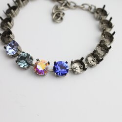 ss39 8 mm Armband Fassung für Swarovski und Preciosa Chatons oder Rivoli Kristalle, Altsilber