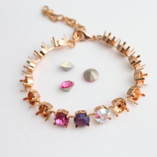 ss39 8 mm Armband Fassung fr Swarovski und Preciosa Chatons oder Rivoli Kristalle, Rose Gold