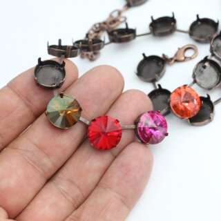 14 mm Rivoli Ketten Fassung fr Swarovski und Preciosa Kristalle altkupfer