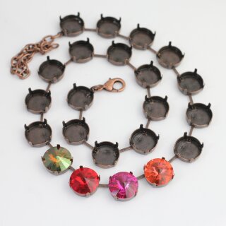 14 mm Rivoli Ketten Fassung fr Swarovski und Preciosa Kristalle altkupfer