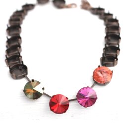 14 mm Empty cup chain necklace setting for Swarovski and Preciosa Rivoli Crystals Antique Copper