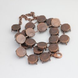 14 mm Empty cup chain necklace setting for Swarovski and Preciosa Rivoli Crystals Antique Copper