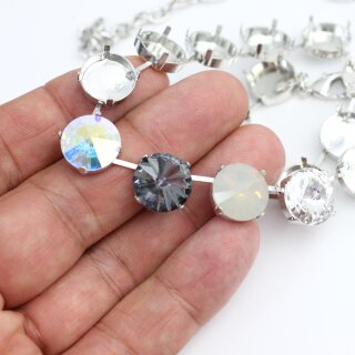 14 mm Rivoli Ketten Fassung fr Swarovski und Preciosa Kristalle Rhodium