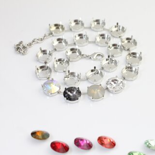 14 mm Rivoli Ketten Fassung fr Swarovski und Preciosa Kristalle Rhodium