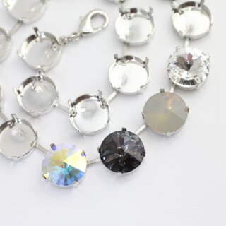 14 mm Rivoli Ketten Fassung fr Swarovski und Preciosa Kristalle Rhodium