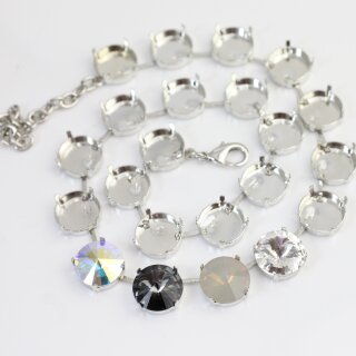14 mm Rivoli Ketten Fassung fr Swarovski und Preciosa Kristalle Rhodium