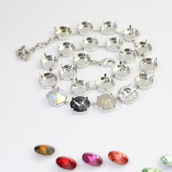 14 mm Rivoli Ketten Fassung für Swarovski und Preciosa Kristalle Rhodium