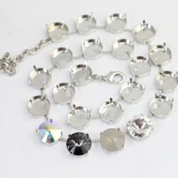 14 mm Empty cup chain necklace setting for Swarovski and Preciosa Rivoli Crystals Rhodium