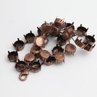 10 mm Ketten Fassung fr Swarovski und Preciosa Kristalle, Kesselketten ss47 altkupfer