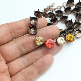 10 mm Ketten Fassung fr Swarovski und Preciosa Kristalle, Kesselketten ss47 altkupfer